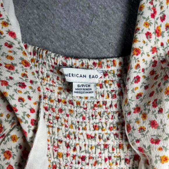 American Eagle Woman’s Small Floral Button-Front Cap Sleeve Dress - Picture 2 of 9